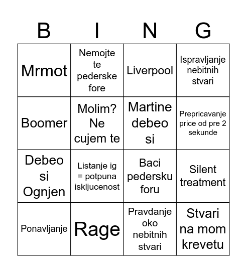 Branko Bingo Card