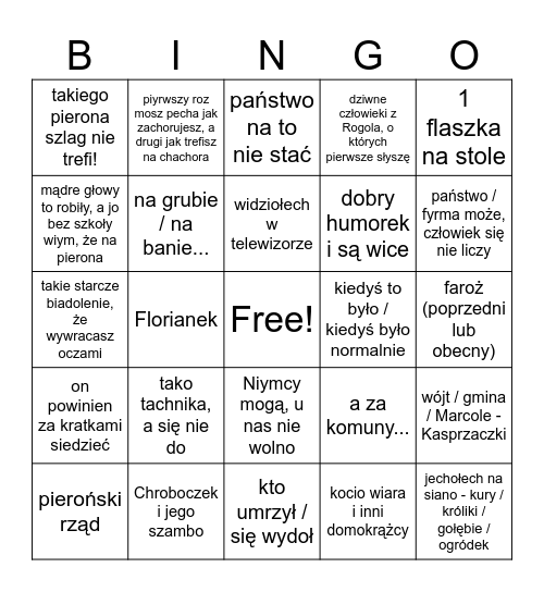 Opa Bingo Card