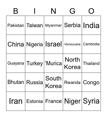 WW3 Bingo Card