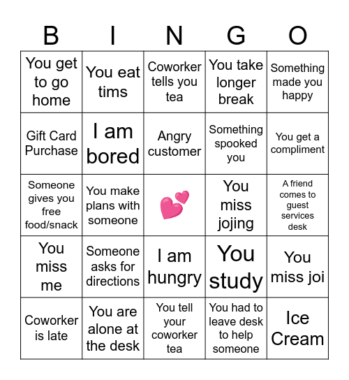 yummy bingo xoxo Bingo Card
