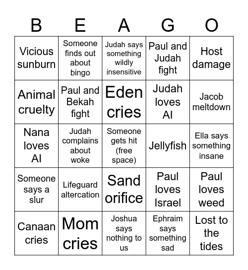 Beago Bingo Card