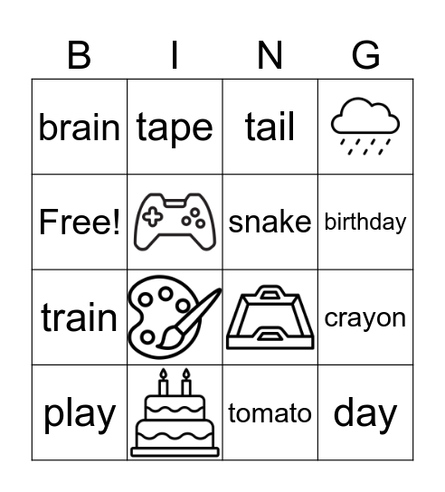 Long vowel a Bingo Card
