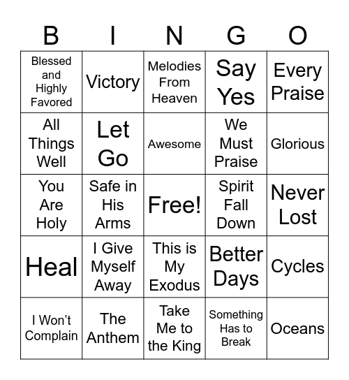 Robinson Family Gathering: Gospel Bingo Card