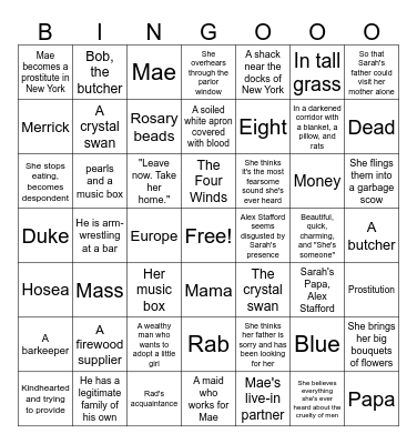 Redeeming Love Prologue Bingo Card