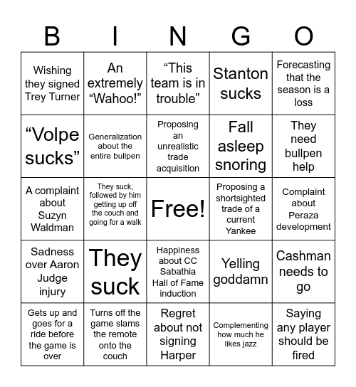 Paulie: Yankees-Phillies game Bingo Card