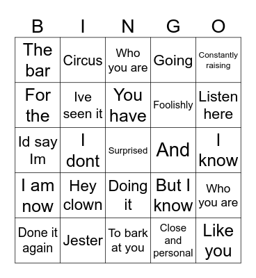 Byakuya Togami kinnie bingo Card