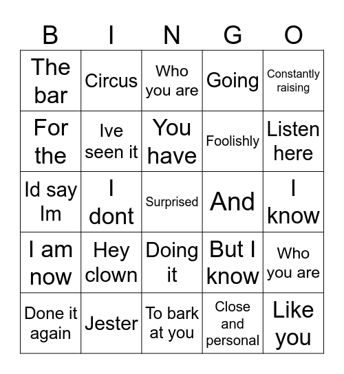 Byakuya Togami kinnie bingo Card