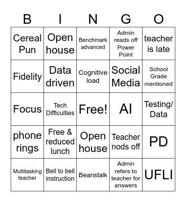 Pre-planning Bingo Card