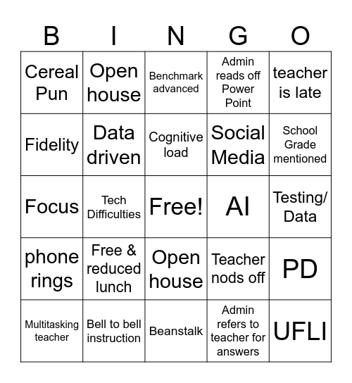 Pre-planning Bingo Card
