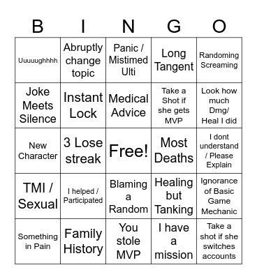 Marvel Madness Bingo Card