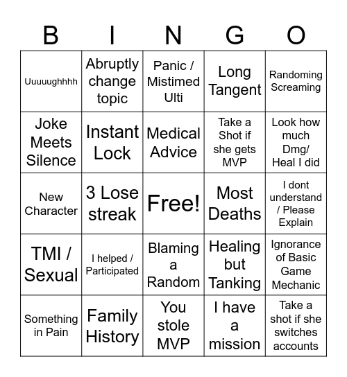 Marvel Madness Bingo Card