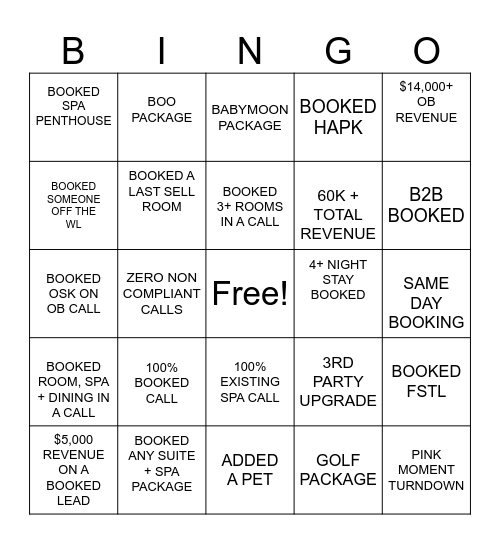 August Reservations Bingo Card