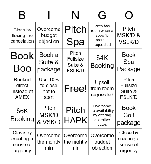 Overcoming Objection Bingo Card
