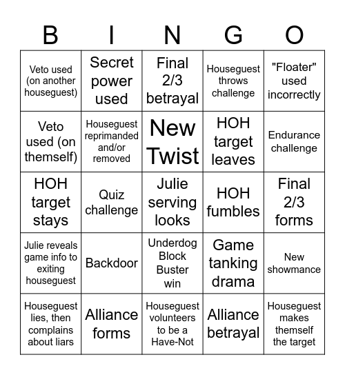 BB27 Bingo Card