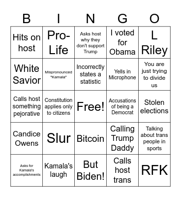 Live Chat Bingo Card