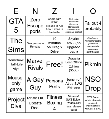 Definitely Real July 2025 Direct Bingo Card