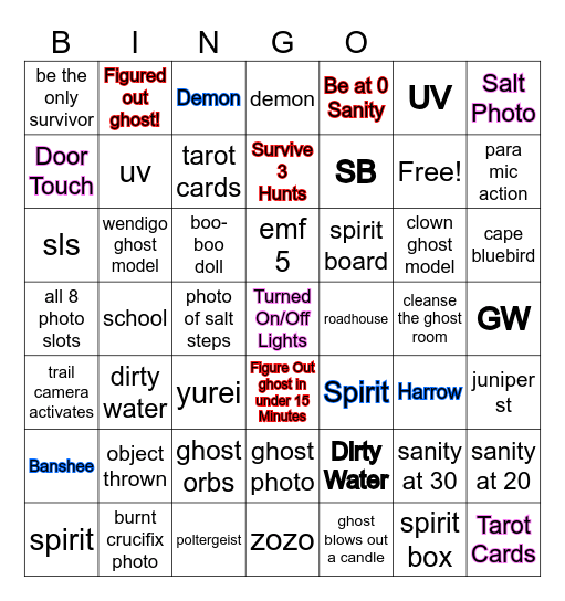 Roblox Blair Bingo Card