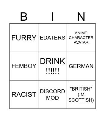 ROBLOX DRINK BINGO Card