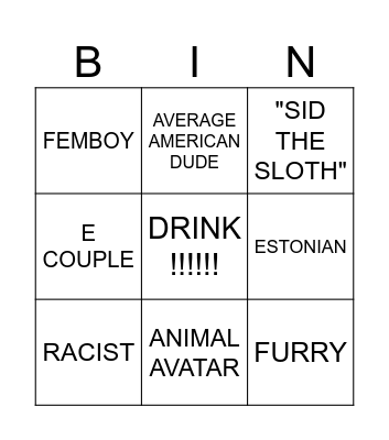ROBLOX DRINK BINGO Card