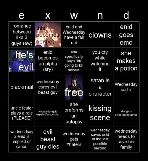 wednesday the  sqeeee!!quel Bingo Card