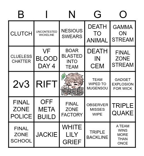 ERCS SEASON 8 QUALIFIERS Bingo Card