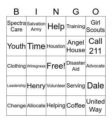United WayBingo Card