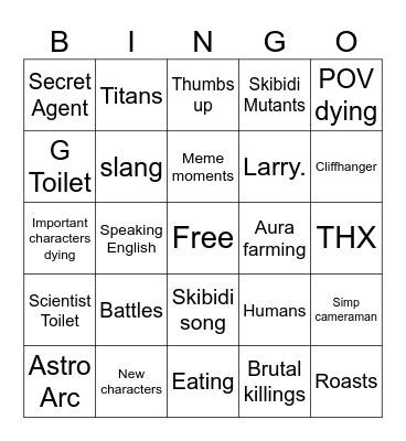Skibidi Bingo Card