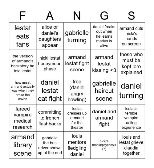 vampire divorce proceedings season 3 Bingo Card