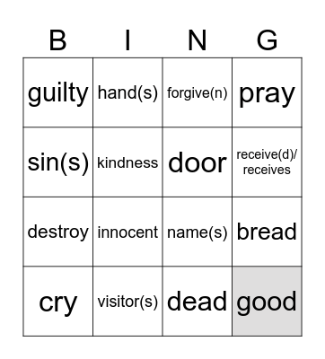17th Sunday in OT year C Bingo Card