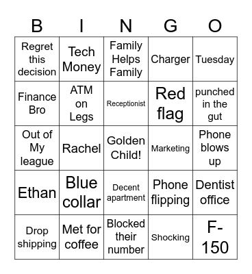 AT Sad Sack Videos Bingo Card