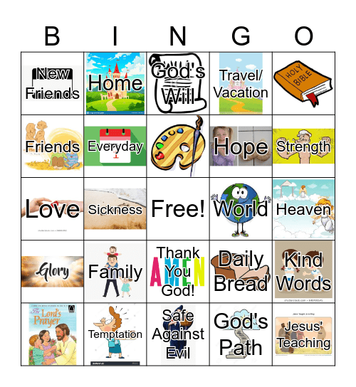 The Lord's Prayer Bingo Card