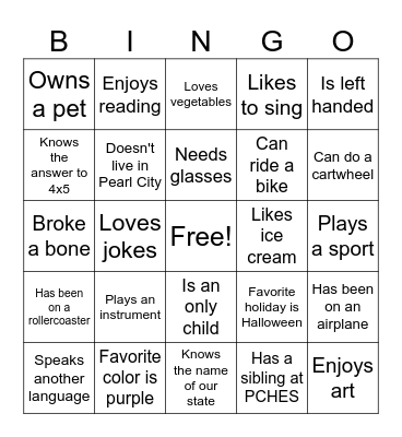 Get To Know Me Bingo Card
