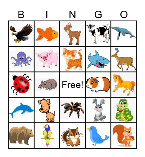 ANIMAL Bingo Card