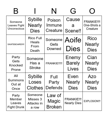 Mission Somewhat Possible Bingo Card