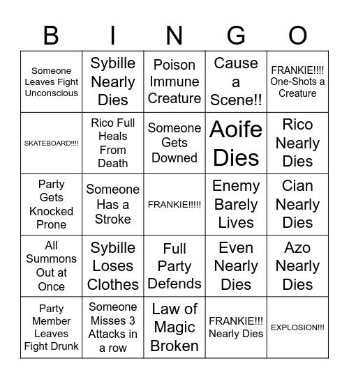 Mission Somewhat Possible Bingo Card