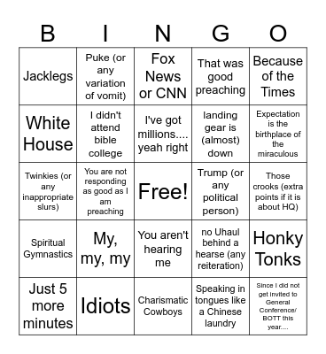 JWA BINGO Card
