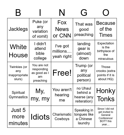 JWA BINGO Card