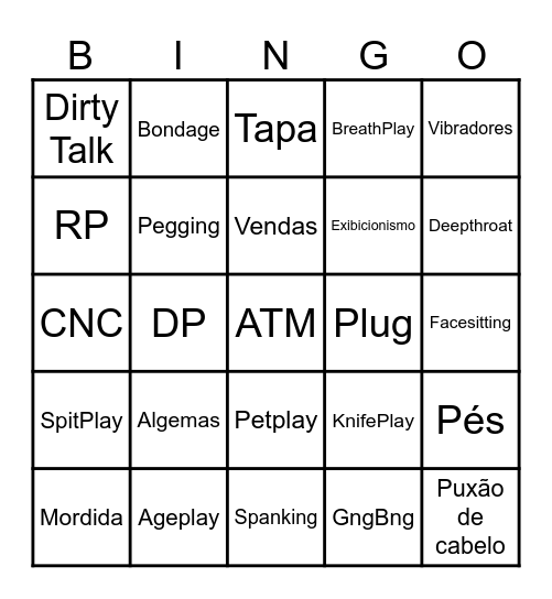 BDSM AIDS Bingo Card