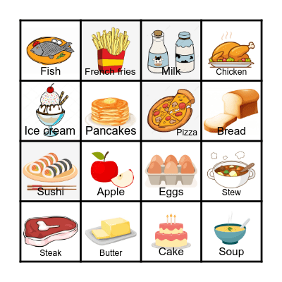FOOD Bingo Card