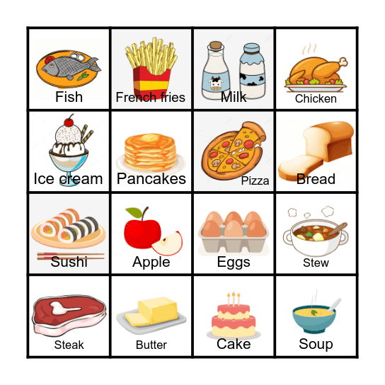 FOOD Bingo Card