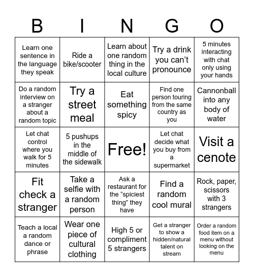 Tulum bingo Card
