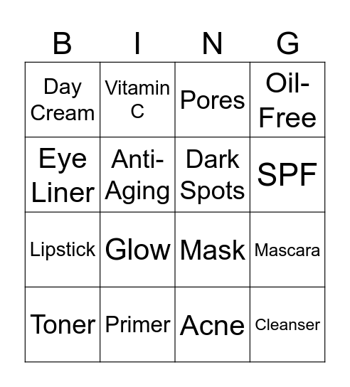 Laurie’s Pop-Up Pampering Party Bingo Card