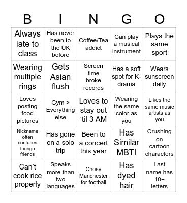 Finds Someone Who…. Bingo Card