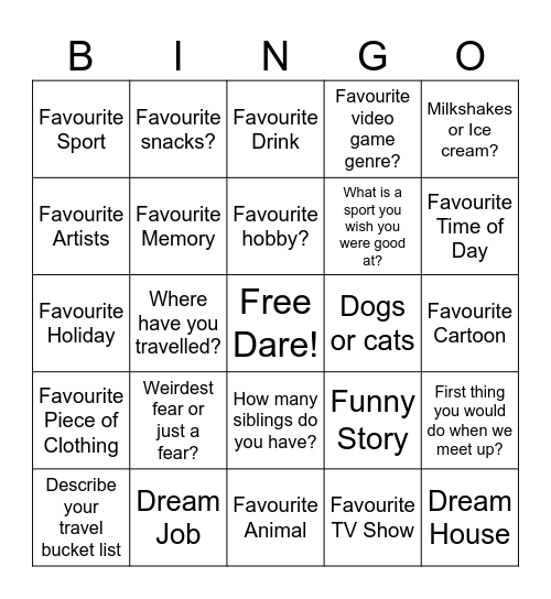 Encouragement Date! Bingo Card