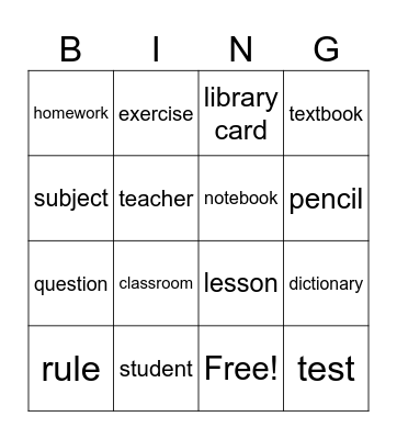 G6 Bingo Card 04 Bingo Card