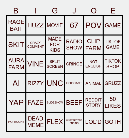 BINGO Card