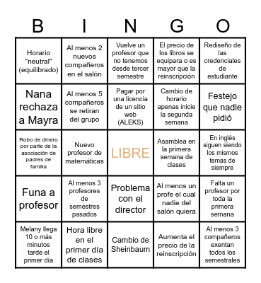 Bingo para quinto semestre Bingo Card