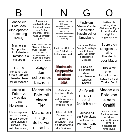 Sebi's phänomenaler JGA Bingo Spiel Bingo Card