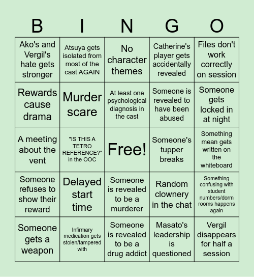 CONFESSION SESSION Bingo Card