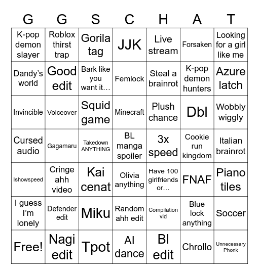 Cursed fyp Bingo Card
